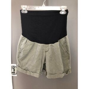 Aglow size 6 maternity green khaki shorts full panel